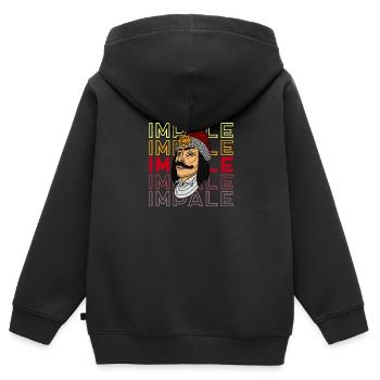 Balkan Bucharest Rumänien Geschichte Vlad - Kinder Premium Organic Zip Hoodie - Schwarz - Hinten - AI Model Kid Male (0cm)
