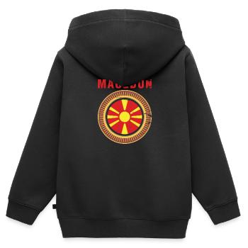 Mazedonsche Flagge Balkan Nationalfarben Skopje - Kinder Premium Organic Zip Hoodie - Schwarz - Hinten - AI Model Kid Male (0cm)