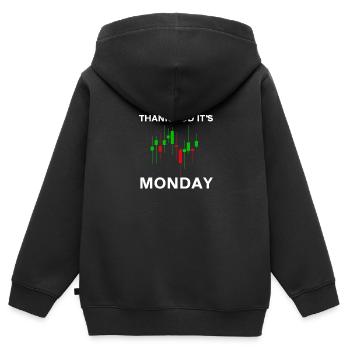 Dieu merci, c’est le jour du graphique boursier du lundi Marché boursier - Sweat Premium à capuche zippé enfant bio - noir - Dos - AI Model Kid Male (0cm)