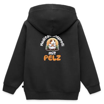 Meditationsprofi mit Pelz - Meerschweinchen - Kinder Premium Organic Zip Hoodie - Schwarz - Hinten - AI Model Kid Male (0cm)