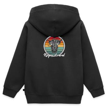 Landwirtschaft Rind Hochlandrind Kuh Bauer - Kinder Premium Organic Zip Hoodie - Schwarz - Hinten - AI Model Kid Male (0cm)
