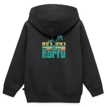 Griechische Flagge Balkan Athen Hellenisch Korfu - Kinder Premium Organic Zip Hoodie - Schwarz - Hinten - AI Model Kid Male (0cm)