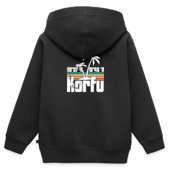 Griechische Flagge Balkan Athen Hellenisch Korfu - Kinder Premium Organic Zip Hoodie - Schwarz - Hinten - AI Model Kid Male (0cm)