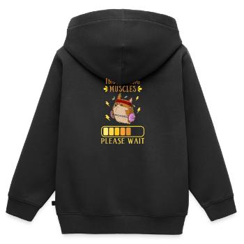 Hund Muskelaufbau Sportler Gym Training - Kinder Premium Organic Zip Hoodie - Schwarz - Hinten - AI Model Kid Male (0cm)