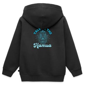 Hamsa Eye Hand Talisman Yoga Fluchschutz - Kinder Premium Organic Zip Hoodie - Schwarz - Hinten - AI Model Kid Male (0cm)