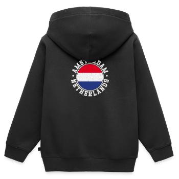 Niederlande Flagge Landesfarben Herkunft - Kinder Premium Organic Zip Hoodie - Schwarz - Hinten - AI Model Kid Male (0cm)