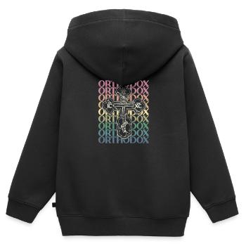 Serbien Balkan Orthodox Christentum Glaube - Kinder Premium Organic Zip Hoodie - Schwarz - Hinten - AI Model Kid Male (0cm)