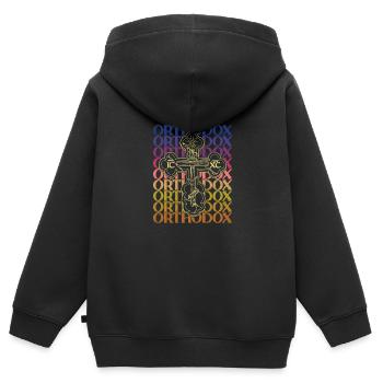 Serbien Balkan Orthodox Christentum Glaube - Kinder Premium Organic Zip Hoodie - Schwarz - Hinten - AI Model Kid Male (0cm)