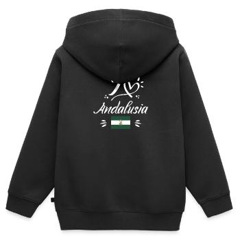 Sevilla Flagge Iberische Halbinsel Spanien - Kinder Premium Organic Zip Hoodie - Schwarz - Hinten - AI Model Kid Male (0cm)