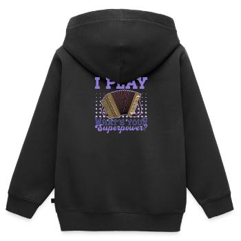 Musiker Musik Akkordeon Volksmusik Akkordeon - Kinder Premium Organic Zip Hoodie - Schwarz - Hinten - AI Model Kid Male (0cm)