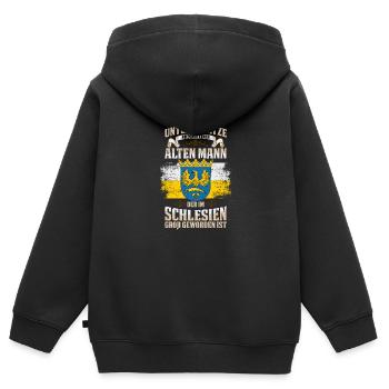 Schlesien Wappen Provinz Schlesisch Region - Kinder Premium Organic Zip Hoodie - Schwarz - Hinten - AI Model Kid Male (0cm)