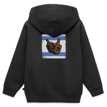 Dreidel Glücksspielzeug Dreydl Judentum Thora - Kinder Premium Organic Zip Hoodie - Schwarz - Hinten - AI Model Kid Male (0cm)