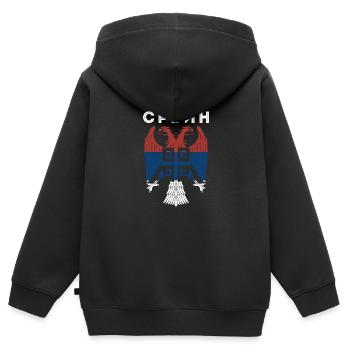 Serbe Serbisch Flagge Adler Landesfarben Balkan Re - Kinder Premium Organic Zip Hoodie - Schwarz - Hinten - AI Model Kid Male (0cm)