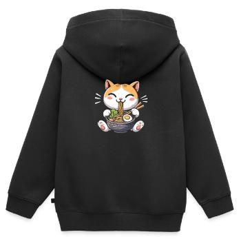 Anime Katze Ramen - Kinder Premium Organic Zip Hoodie - Schwarz - Hinten - AI Model Kid Male (0cm)