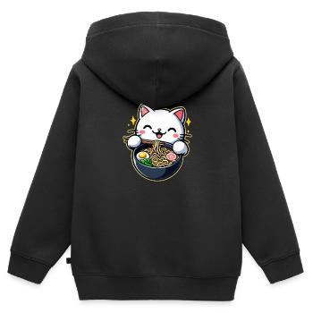 Anime Katze Ramen - Kinder Premium Organic Zip Hoodie - Schwarz - Hinten - AI Model Kid Male (0cm)
