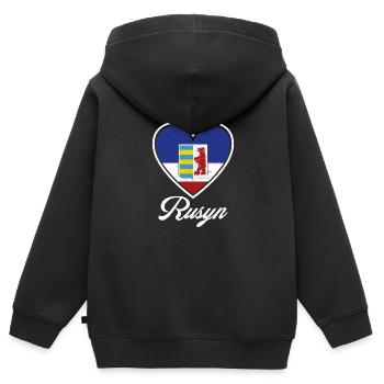 Rusyn Karpaten Diaspora Ethnische Gruppe - Kinder Premium Organic Zip Hoodie - Schwarz - Hinten - AI Model Kid Male (0cm)