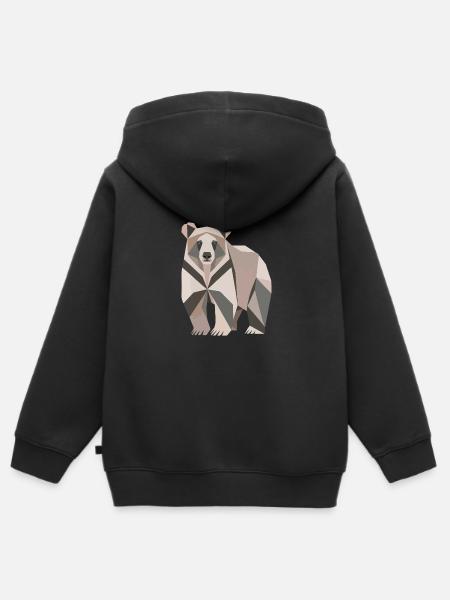 Bär Polygon - Kinder Premium Organic Zip Hoodie - Schwarz