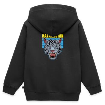 Republik Kasachstan Asien Schneeleopard - Kinder Premium Organic Zip Hoodie - Schwarz - Hinten - AI Model Kid Male (0cm)