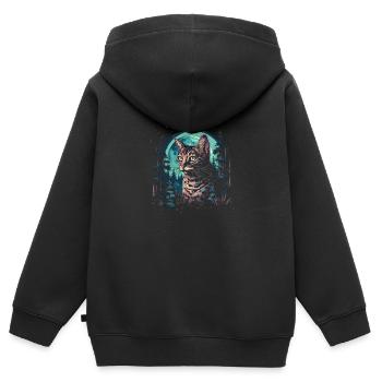 Bengal Katze - Kinder Premium Organic Zip Hoodie - Schwarz - Hinten - AI Model Kid Male (0cm)