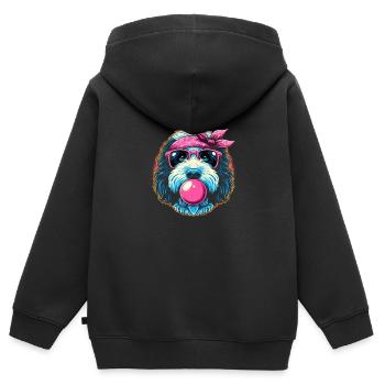 Bernedoodle Chien Chewing Gum - Sweat Premium à capuche zippé enfant bio - noir - Dos - AI Model Kid Male (0cm)
