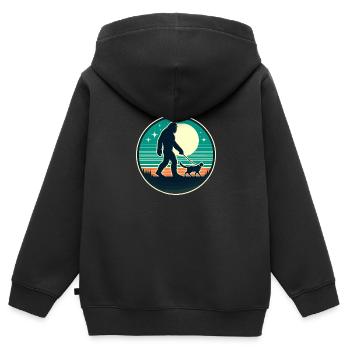 Bigfoot Katze - Kinder Premium Organic Zip Hoodie - Schwarz - Hinten - AI Model Kid Male (0cm)