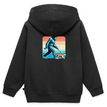 Bigfoot Katze Lustige Bilder - Kinder Premium Organic Zip Hoodie - Schwarz - Hinten - AI Model Kid Male (0cm)