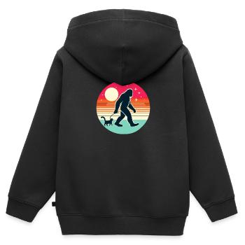 Bigfoot Katze Lustige Bilder - Kinder Premium Organic Zip Hoodie - Schwarz - Hinten - AI Model Kid Male (0cm)