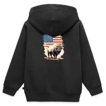 Bison - Sweat Premium à capuche zippé enfant bio - noir - Dos - AI Model Kid Male (0cm)