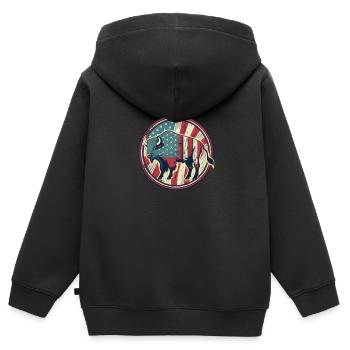 Bison - Sweat Premium à capuche zippé enfant bio - noir - Dos - AI Model Kid Male (0cm)