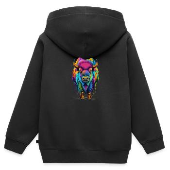 Bison - Sweat Premium à capuche zippé enfant bio - noir - Dos - AI Model Kid Male (0cm)