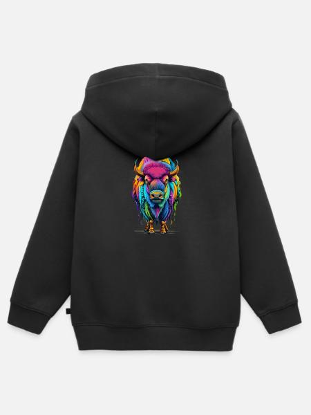 Bison - Kinder Premium Organic Zip Hoodie - Schwarz