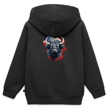 Bison - Sweat Premium à capuche zippé enfant bio - noir - Dos - AI Model Kid Male (0cm)