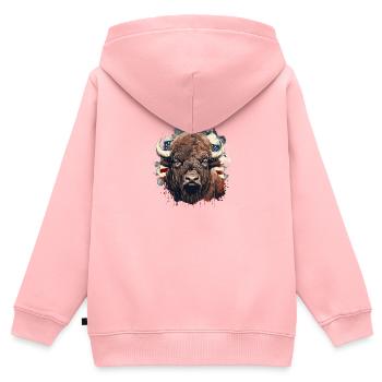 Bison - Sweat Premium à capuche zippé enfant bio - rose - Dos - AI Model Kid Female (0cm)