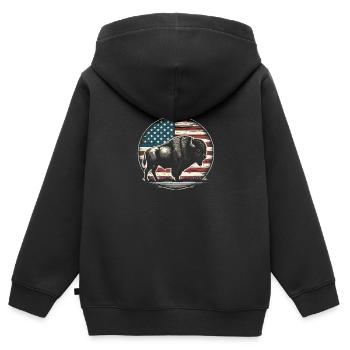 Bison - Sweat Premium à capuche zippé enfant bio - noir - Dos - AI Model Kid Male (0cm)