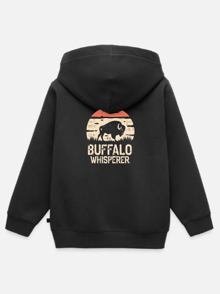 Buffalo Whisperer - Kinder Premium Organic Zip Hoodie - Schwarz