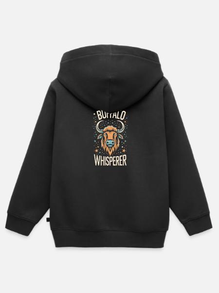 Buffalo Whisperer - Kinder Premium Organic Zip Hoodie - Schwarz