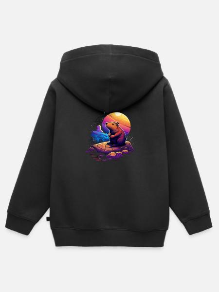 Wasserschwein - Kinder Premium Organic Zip Hoodie - Schwarz