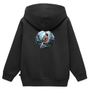 Cardinal Vogel rouge - Sweat Premium à capuche zippé enfant bio - noir - Dos - AI Model Kid Male (0cm)