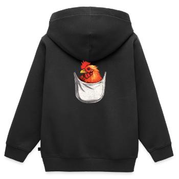 Chicken In Pocket - Kinder Premium Organic Zip Hoodie - Schwarz - Hinten - AI Model Kid Male (0cm)