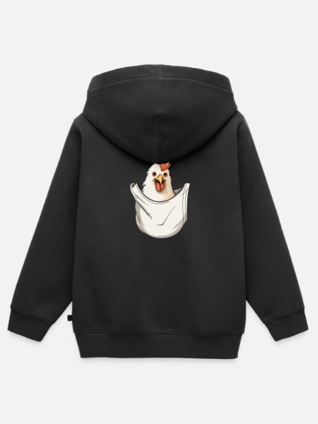 Chicken In Pocket - Kinder Premium Organic Zip Hoodie - Schwarz