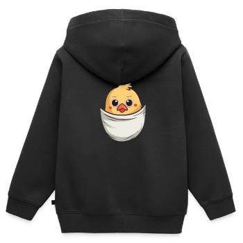 Chicken In Pocket - Kinder Premium Organic Zip Hoodie - Schwarz - Hinten - AI Model Kid Male (0cm)