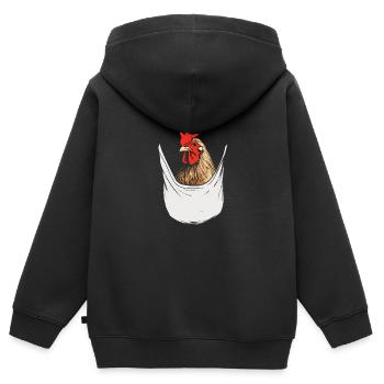 Chicken In Pocket - Kinder Premium Organic Zip Hoodie - Schwarz - Hinten - AI Model Kid Male (0cm)