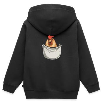 Chicken In Pocket - Kinder Premium Organic Zip Hoodie - Schwarz - Hinten - AI Model Kid Male (0cm)