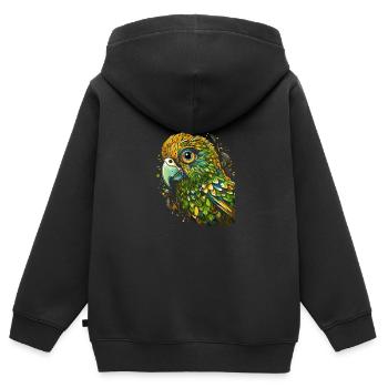 Wellensittich Sittich - Kinder Premium Organic Zip Hoodie - Schwarz - Hinten - AI Model Kid Male (0cm)