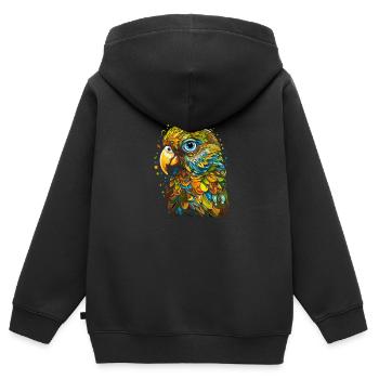 Wellensittich Sittich - Kinder Premium Organic Zip Hoodie - Schwarz - Hinten - AI Model Kid Male (0cm)