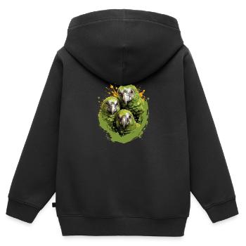 Wellensittich Sittich - Kinder Premium Organic Zip Hoodie - Schwarz - Hinten - AI Model Kid Male (0cm)
