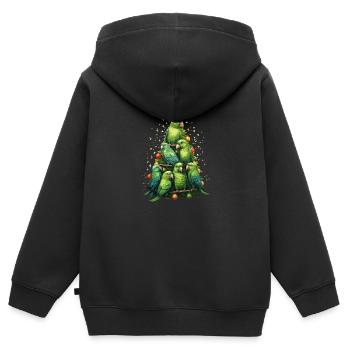 Wellensittich Sittich Weihnachtsbaum - Kinder Premium Organic Zip Hoodie - Schwarz - Hinten - AI Model Kid Male (0cm)