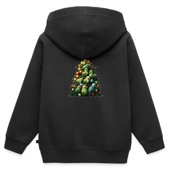 Perruche Perruche Noël - Sweat Premium à capuche zippé enfant bio - noir - Dos - AI Model Kid Male (0cm)