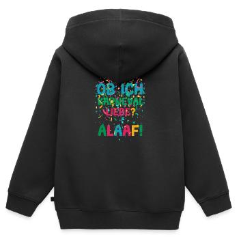 Que j’aime le carnaval Alaaf Confettis du carnaval - Sweat Premium à capuche zippé enfant bio - noir - Dos - AI Model Kid Male (0cm)