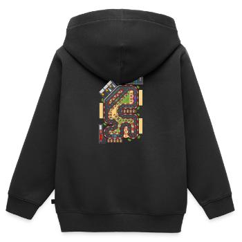 Paysage routier Circulation routière Autoroute Voiture - Sweat Premium à capuche zippé enfant bio - noir - Dos - AI Model Kid Male (0cm)